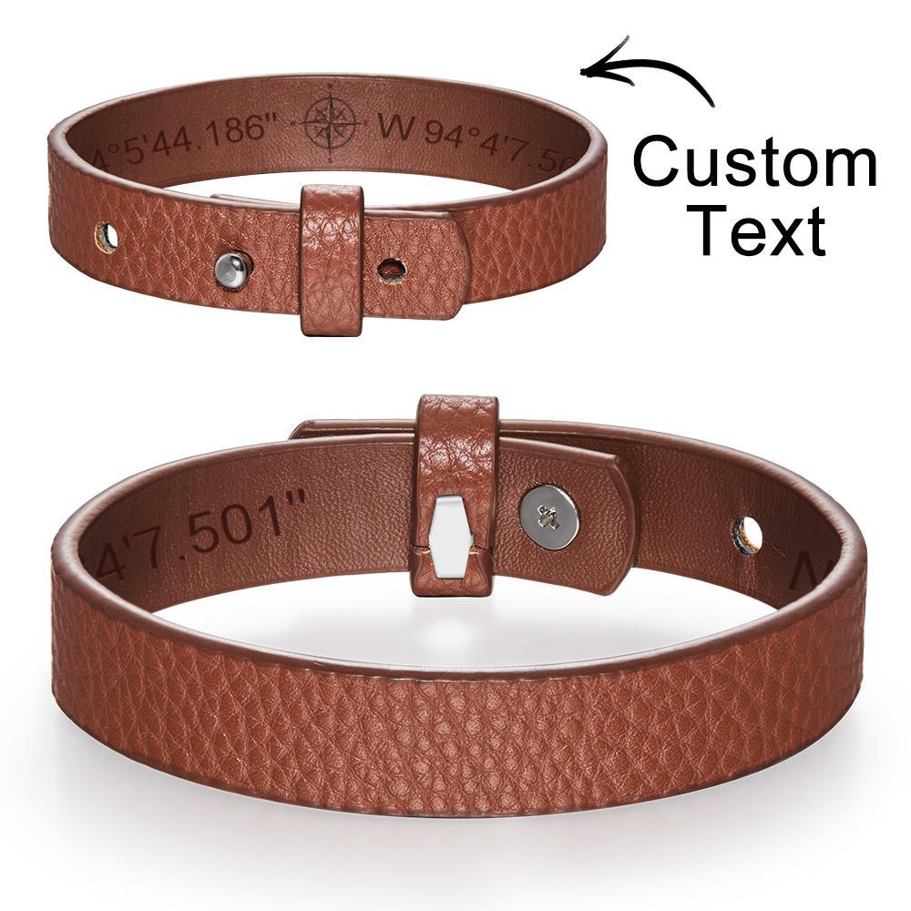 Personalized Engraved Bracelets for Men Unique Gifts for Husband Customized Genuine Leather Bracelet Secret Message Gifts - soufeelau