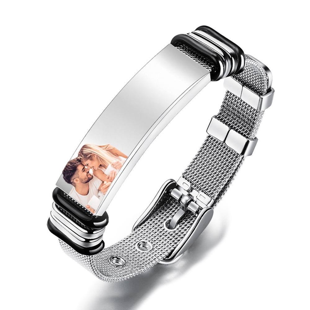 Personalized Optional Photo Engraving Music Code Stainless Steel Bracelet Best Gifts For Men Gifts For Couples - soufeelau