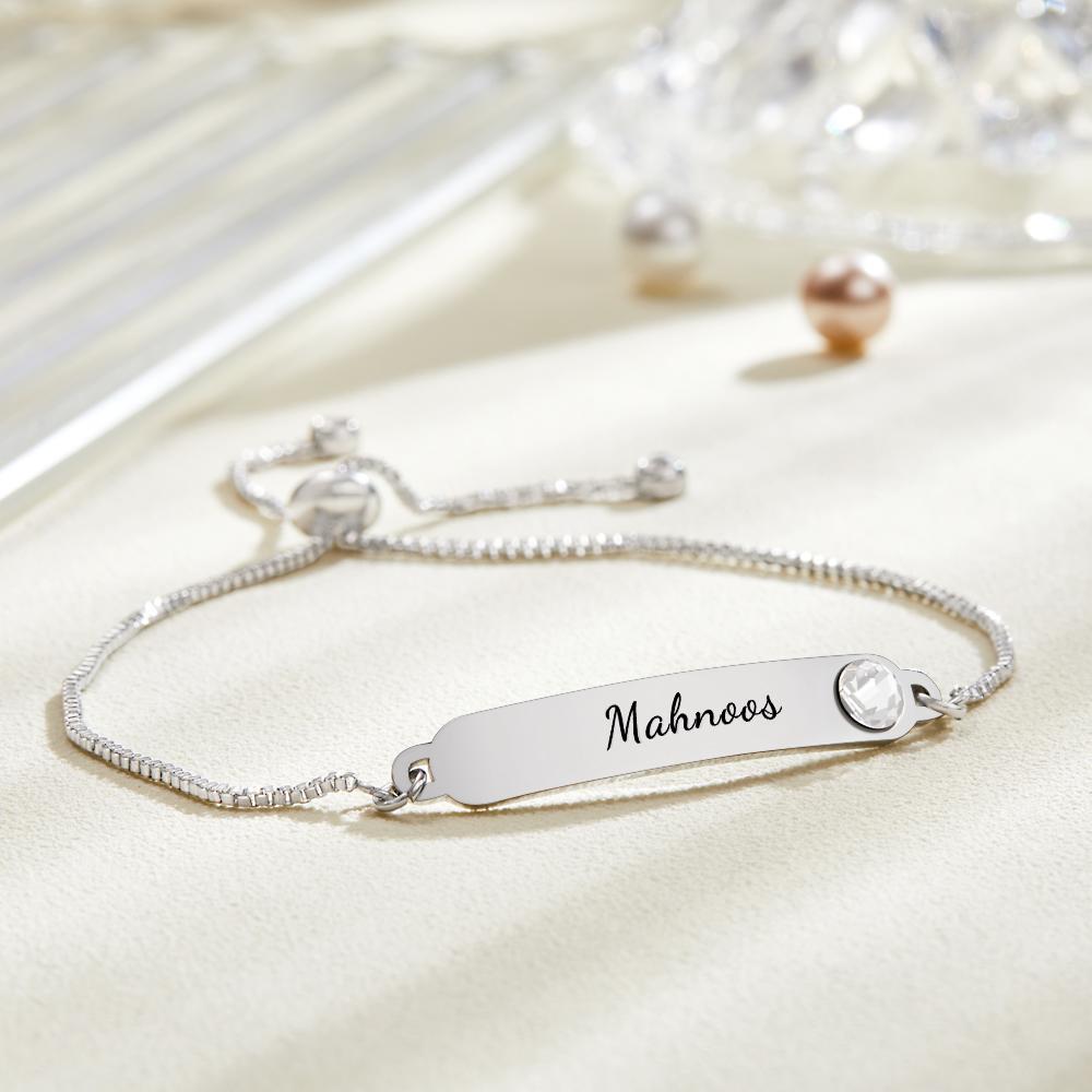 Custom Engraved Bracelet Name Bracelet Simple Rhinestones Gifts - soufeelau