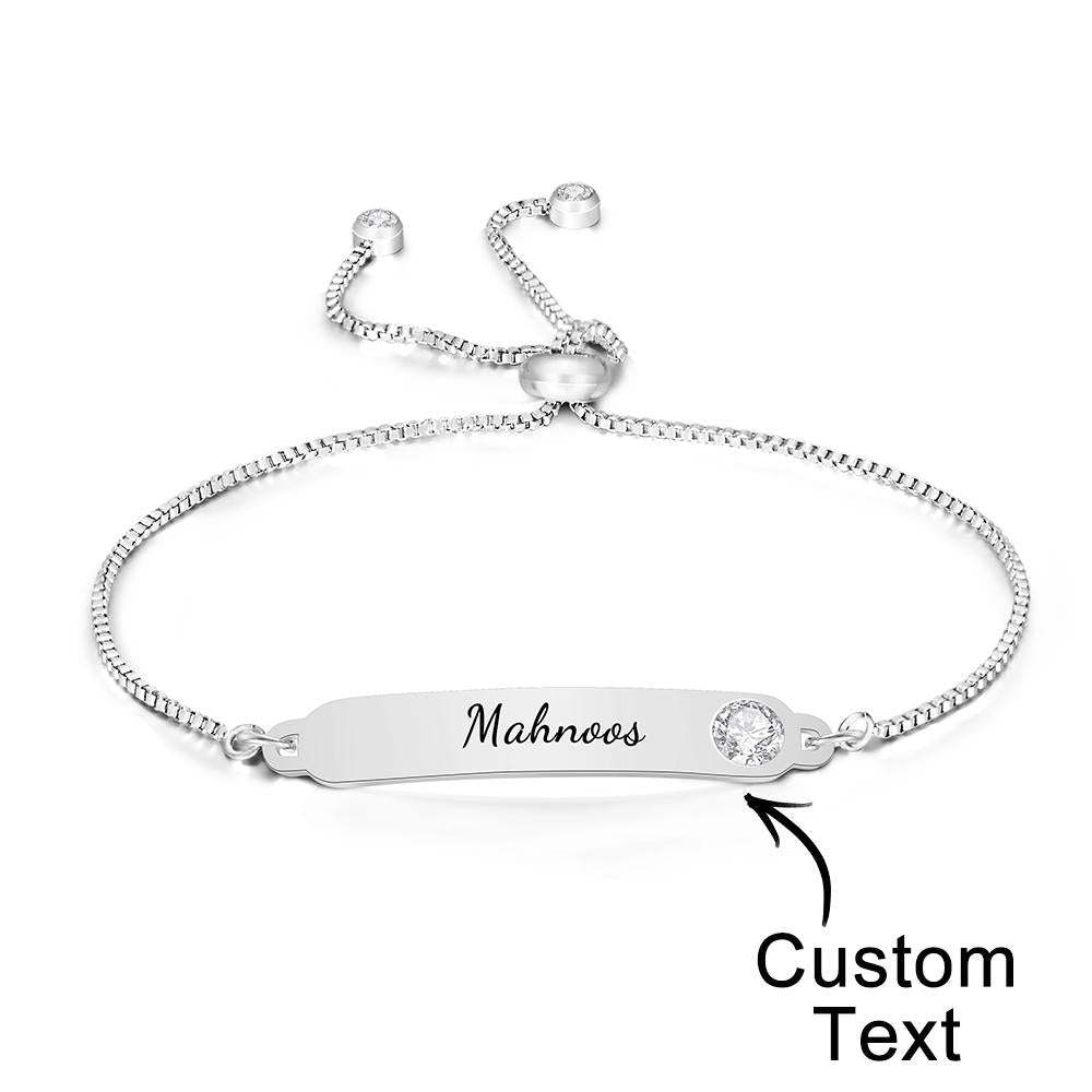 Custom Engraved Bracelet Name Bracelet Simple Rhinestones Gifts - soufeelau