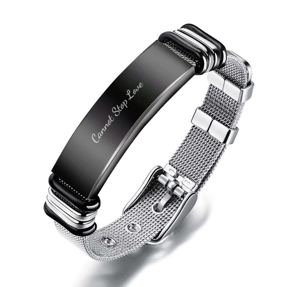 Customized Optional Photo Engraved Spotify Code Stainless Steel Bracelet Best Gifts For Dads On Father's Day - soufeelau