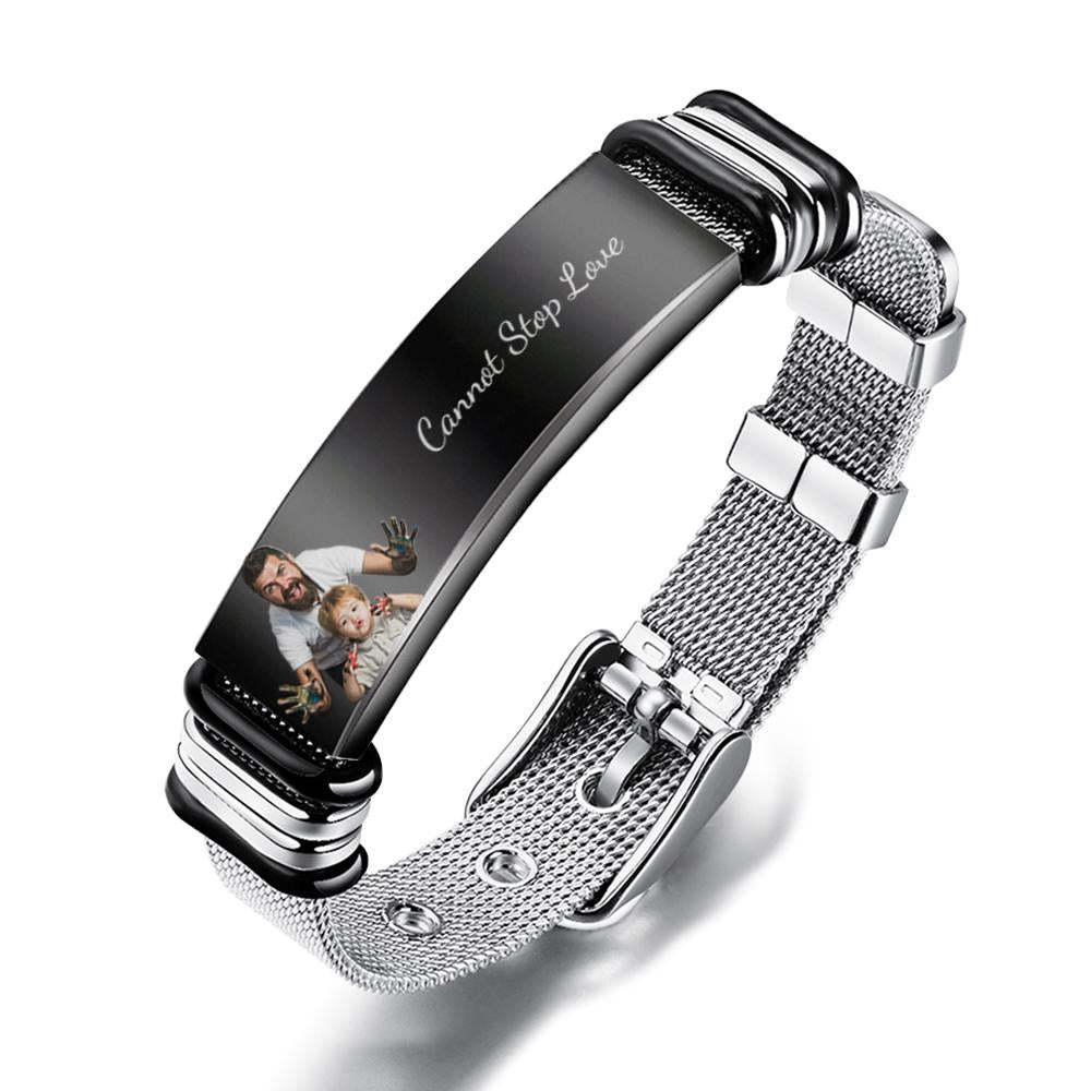 Customized Optional Photo Engraved Spotify Code Stainless Steel Bracelet Best Gifts For Dads On Father's Day - soufeelau