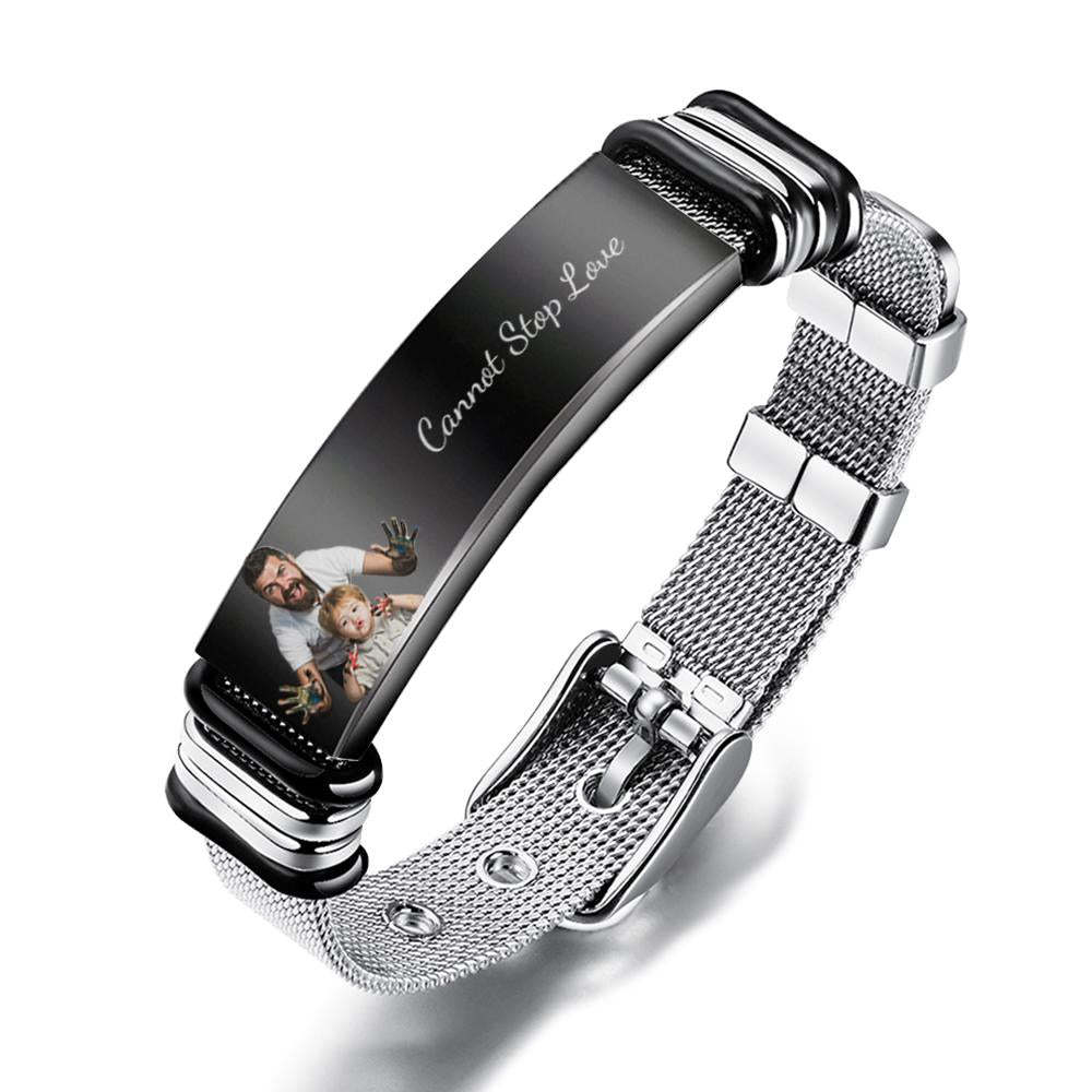 Personalized Optional Photo Engraving Music Code Stainless Steel Bracelet Best Gifts For Men Gifts For Couples - soufeelau