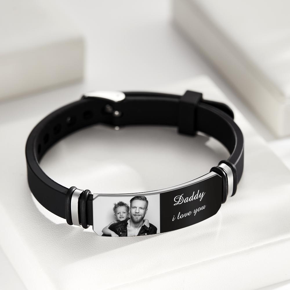 Custom Photo Engraved Bracelet Commemorate Gift For Father - soufeelau
