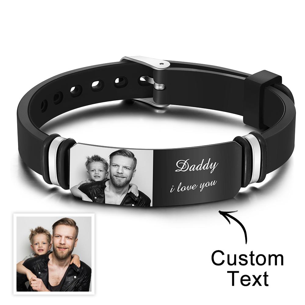 Custom Photo Engraved Bracelet Commemorate Gift For Father - soufeelau