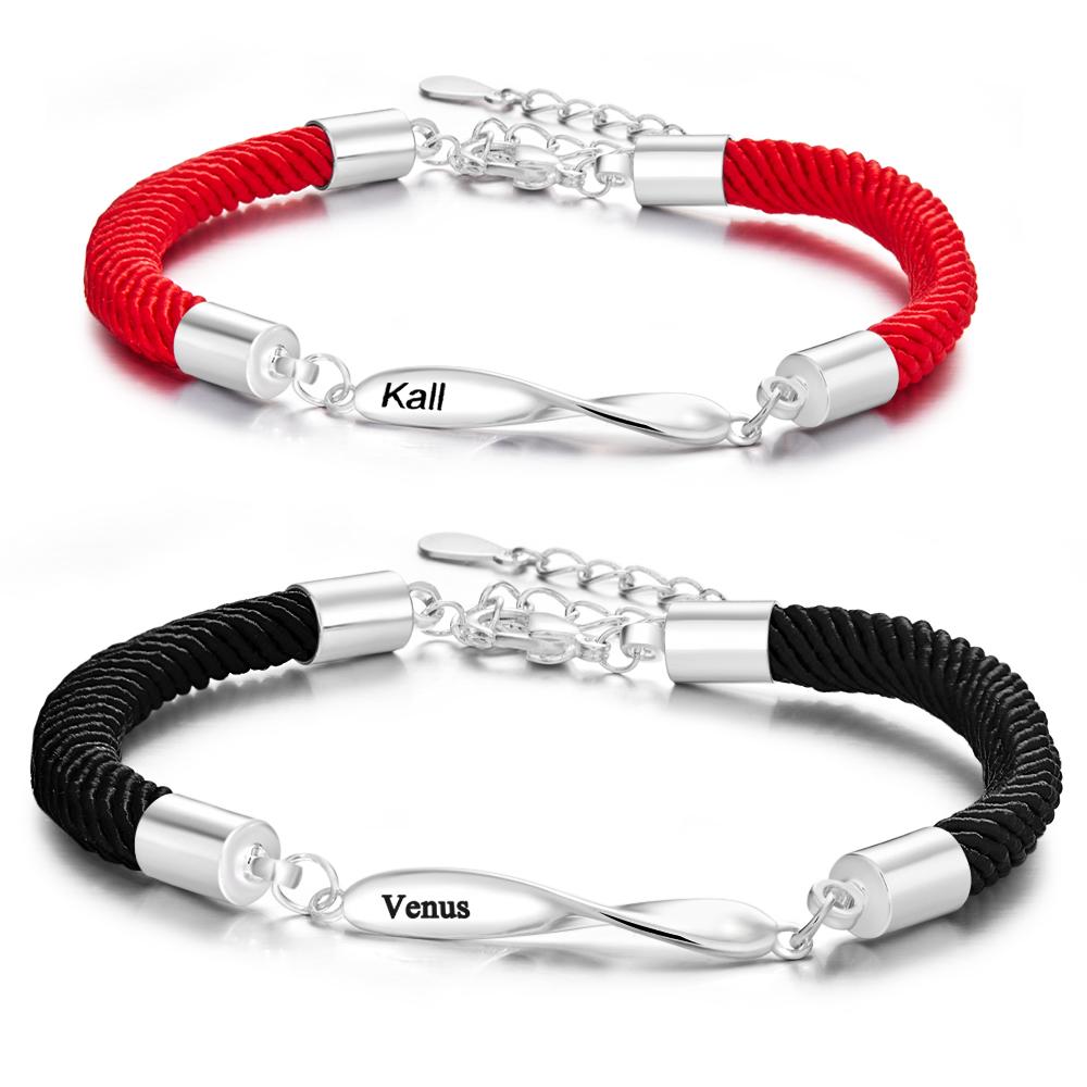 Personalized Engraved Rope Bracelet Set Exquisite Bracelet For Couples - soufeelau