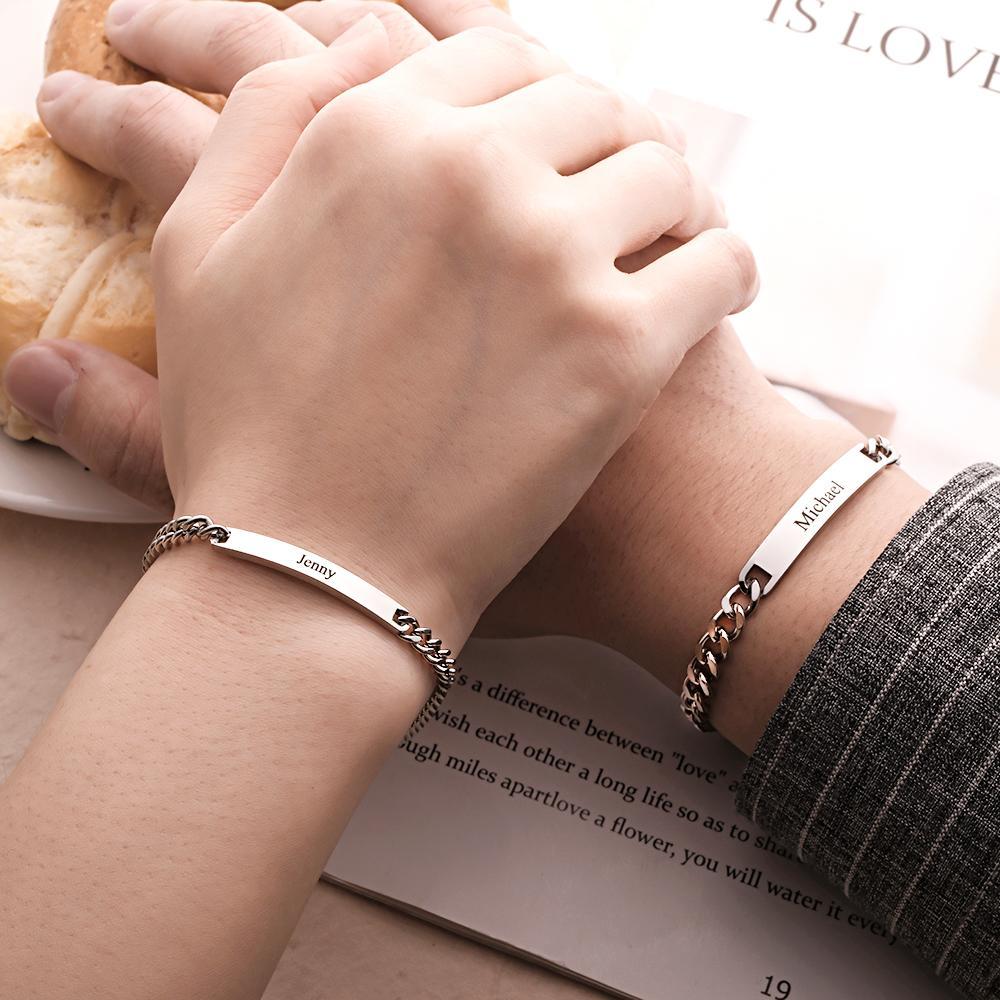 Custom Engraved Bracelet Set Personalized Fashion Bracelet For Couples - soufeelau