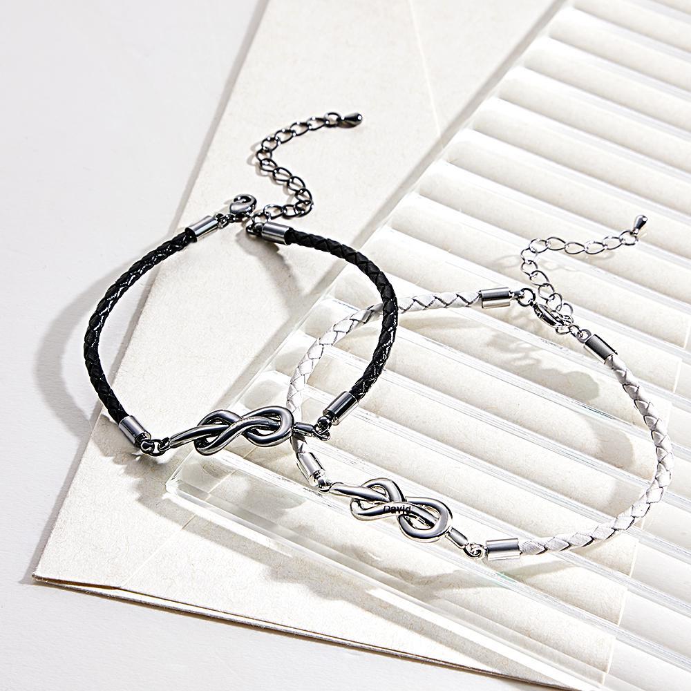 Engraved Roped Couple Bracelet Personalized Braided Bracelet Valentine's Day Gifts - soufeelau