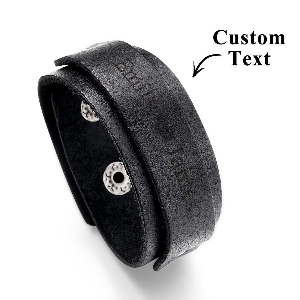 Personalized Leather Bracelet of Secret Message Text for Men Gift for Boyfriend - soufeelau