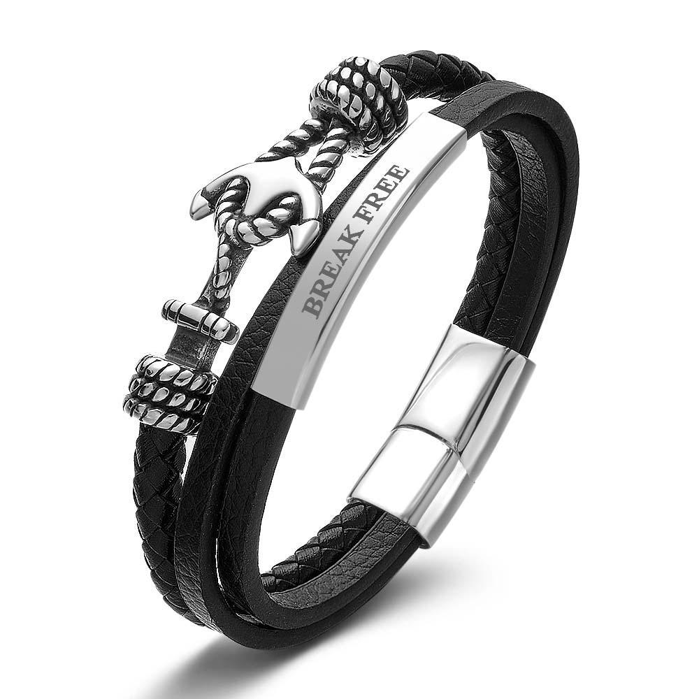 Personalized Anchor Bracelet for Men Stainless Steel Woven Bracelet - soufeelau