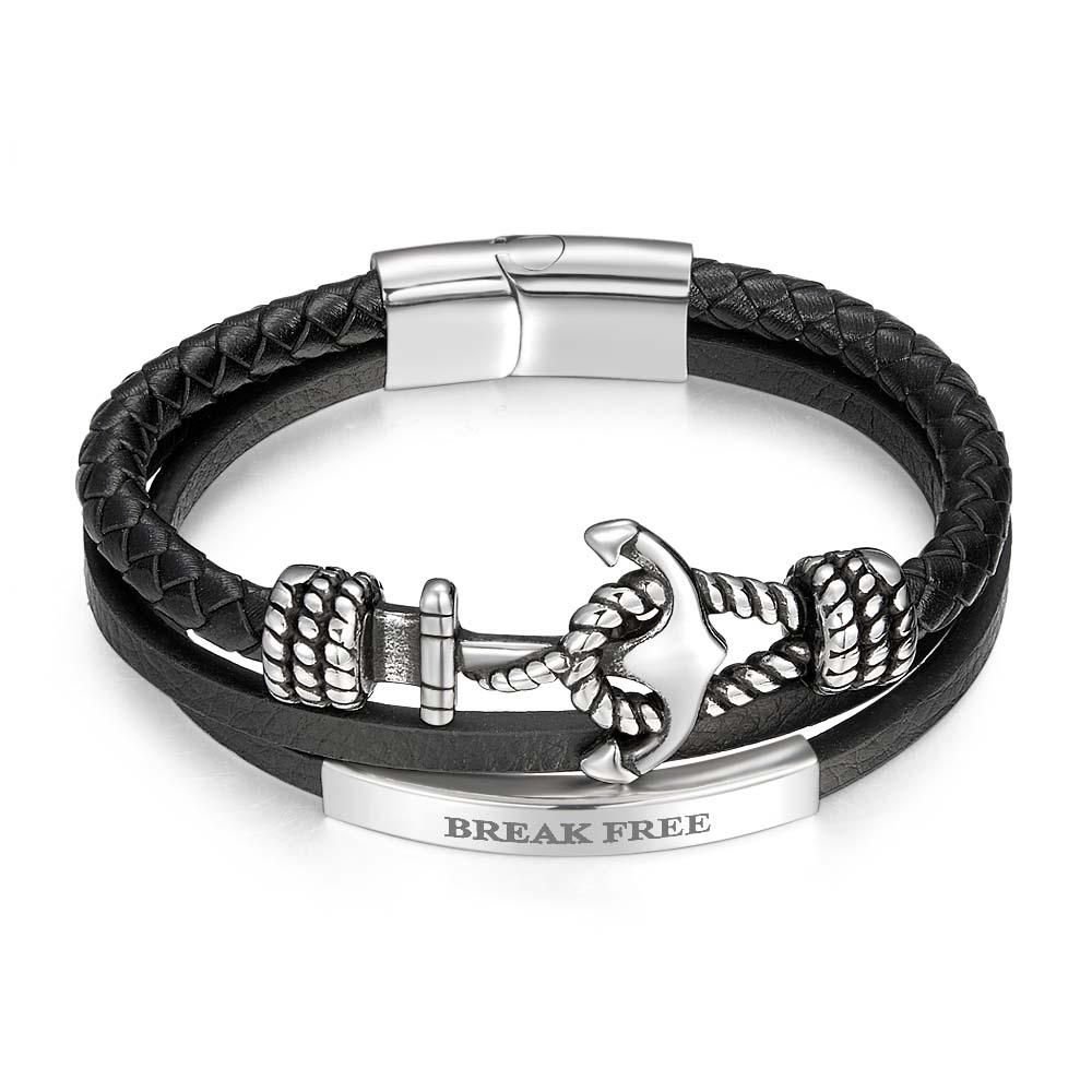 Personalized Anchor Bracelet for Men Stainless Steel Woven Bracelet - soufeelau