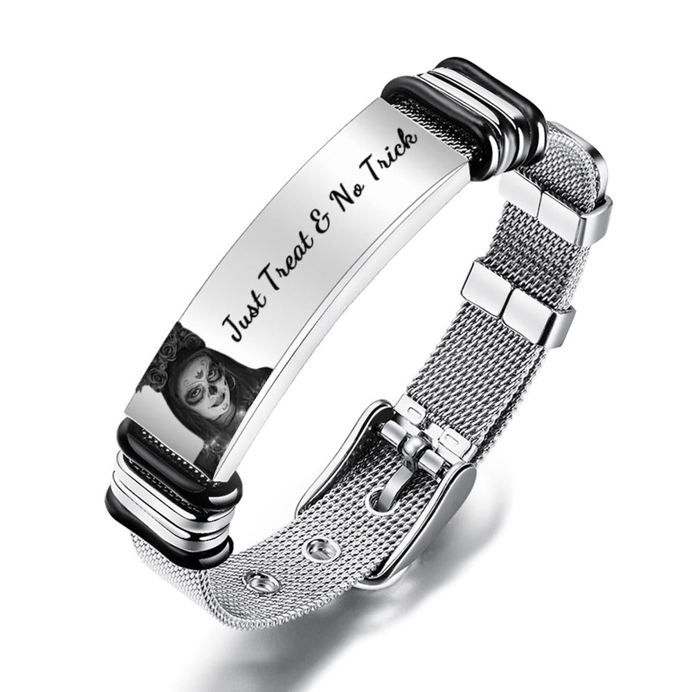 Custom Photo Bracelet Engraved Stainless Steel Men Bracelet Gift For Halloween Gifts - soufeelau