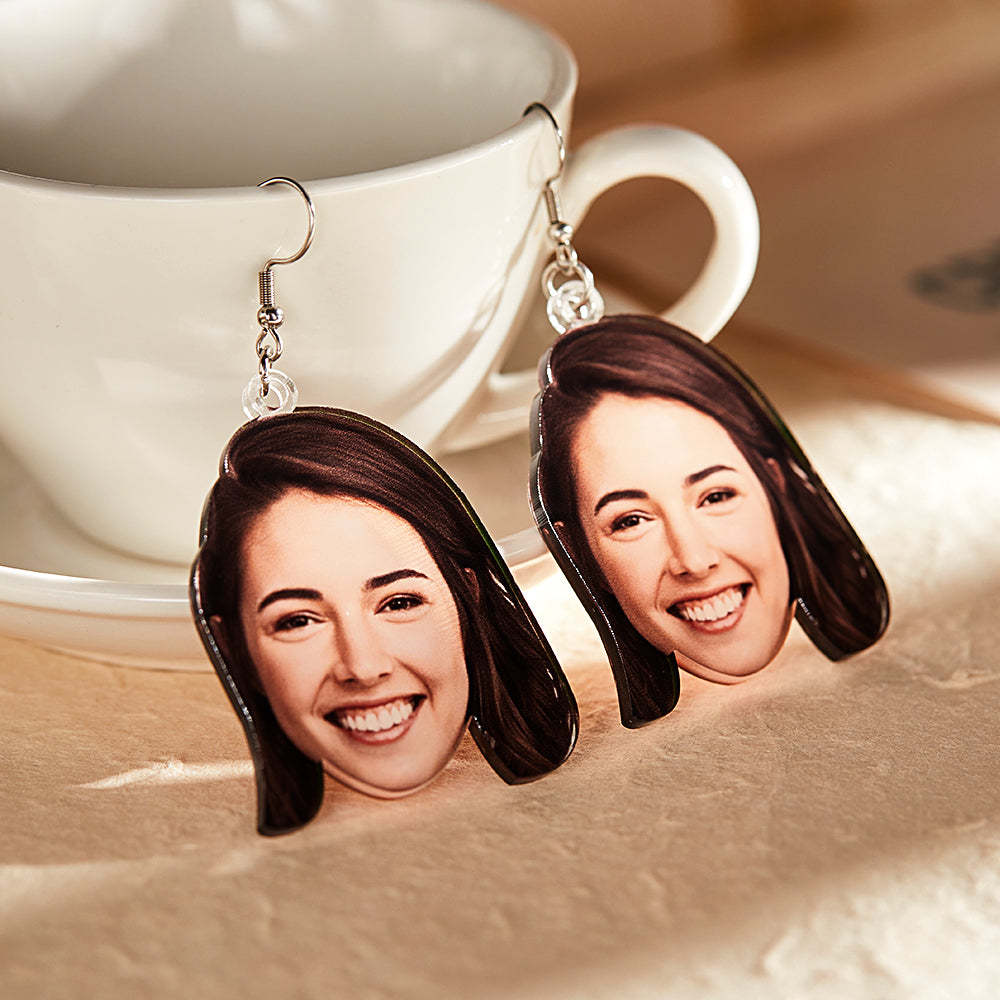 Custom Photo Face Earrings Acrylic Earrings Personalized Face Earrings Gift - soufeelau