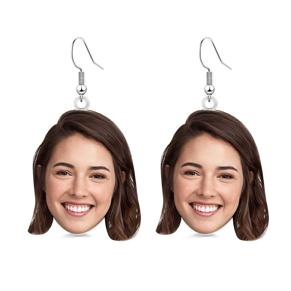 Custom Photo Face Earrings Acrylic Earrings Personalized Face Earrings Gift - soufeelau