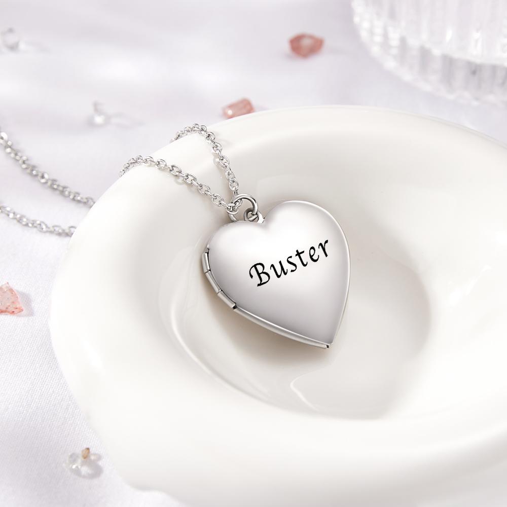 Custom Photo Engraved Necklace Heart-shaped Locket Necklace Creative Gift - soufeelau