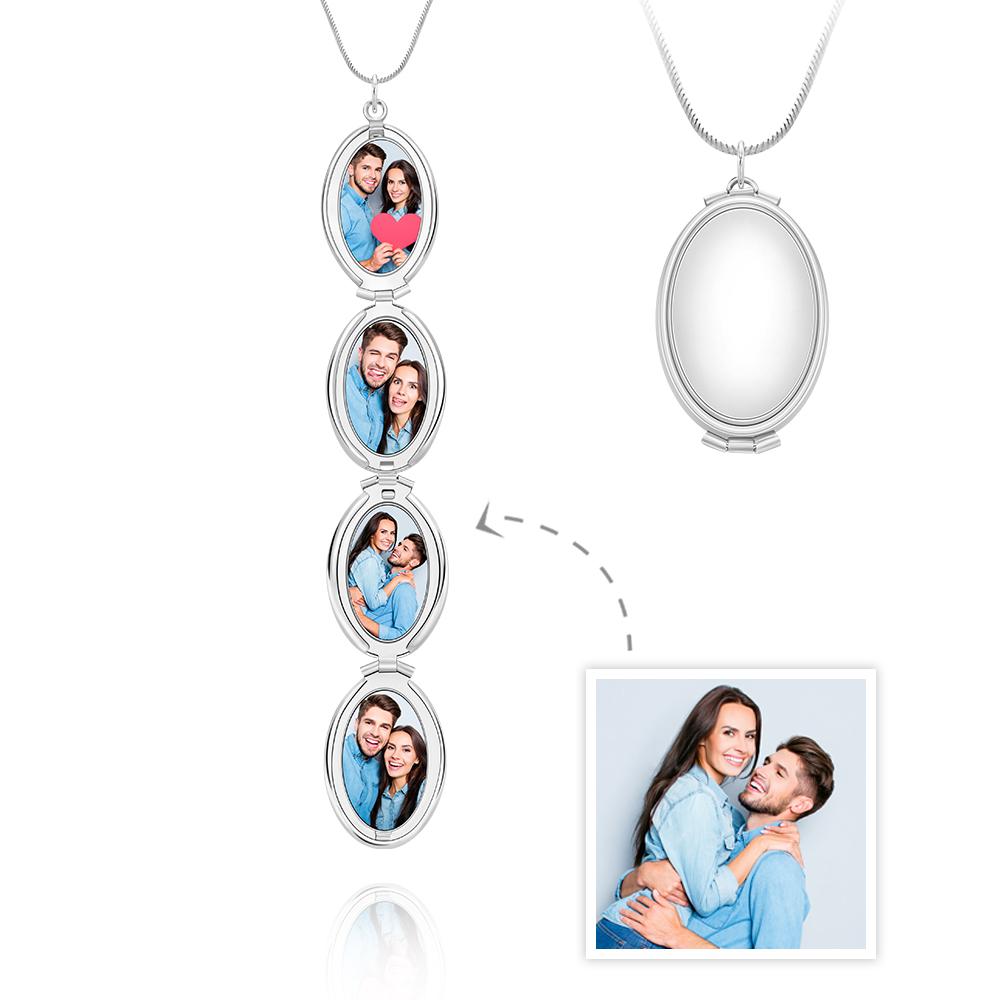 Custom Photo Necklace Container Oval Locket Pendant Necklace Gift for Women - soufeelau