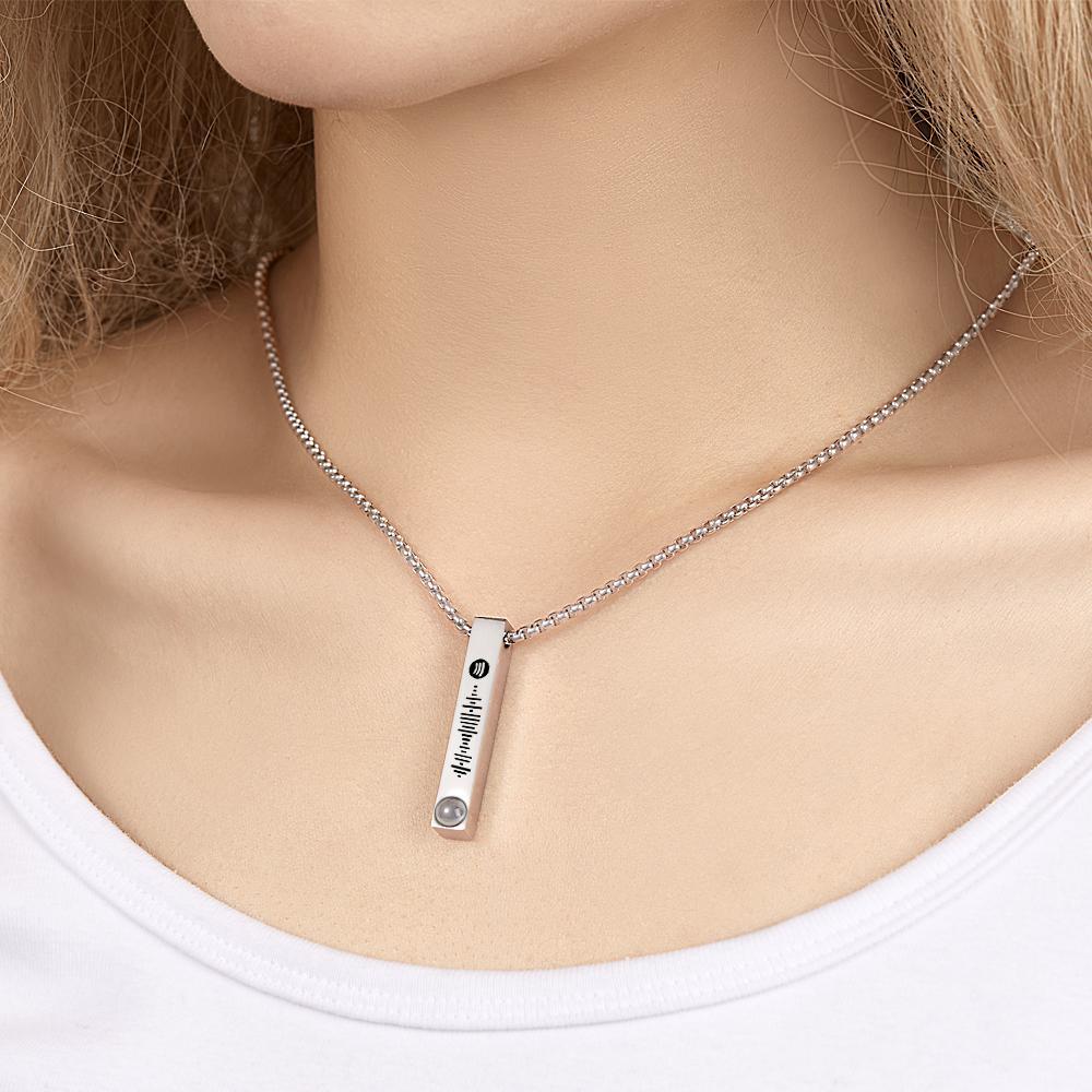 Custom Scannable Spotify Code Necklace Custom Projection Simple Gifts - soufeelau