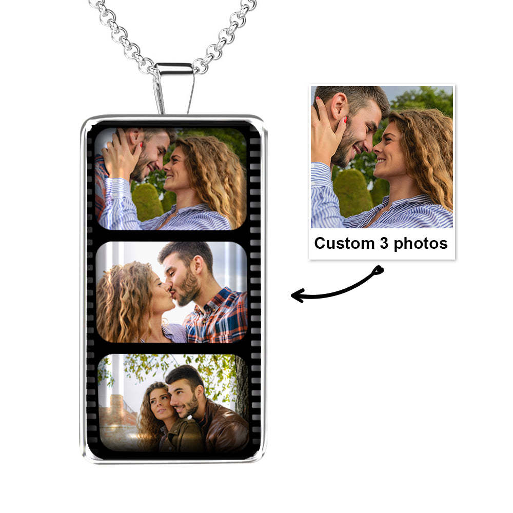 Personalized Custom Photo Filmstrip Necklace for Couples Family - soufeelau