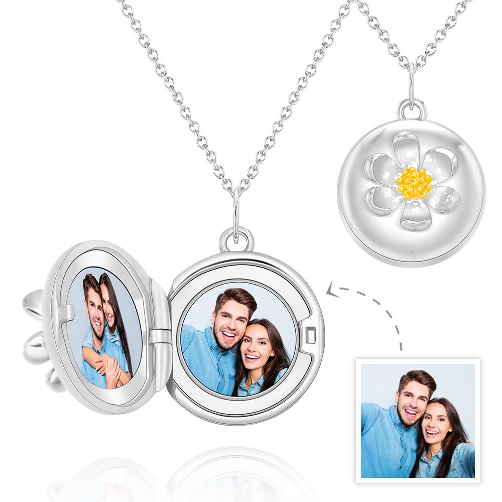 Custom Photo Necklace Daisy Pendant Creative Couple Gifts - soufeelau