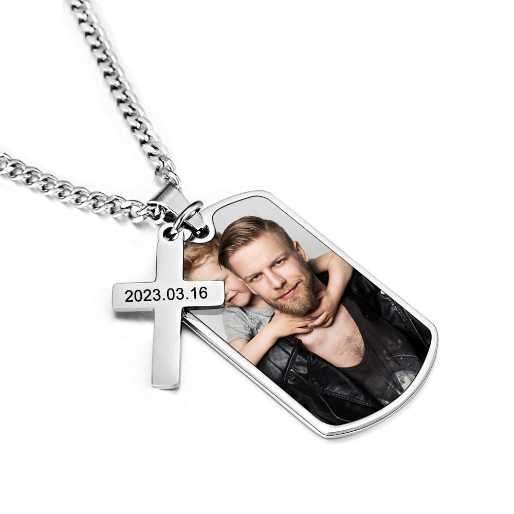Personalized Necklace for Men Custom Photo and Engraving Necklace for Father Gift for Boyfriend Birthday Gift - soufeelau