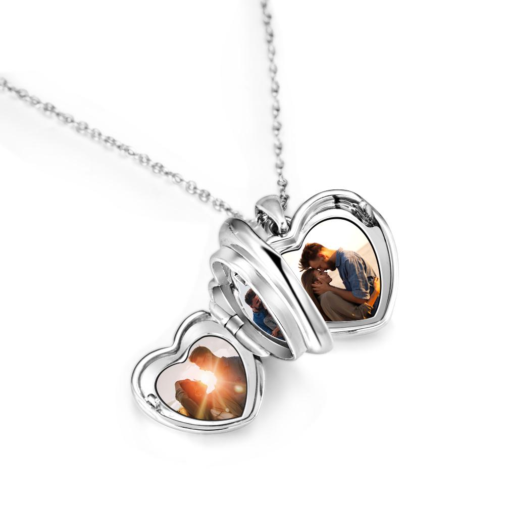 Locket Necklace I Love You to The Moon and Back Locket Pendant 4 Photos Locket Gift for Women - soufeelau