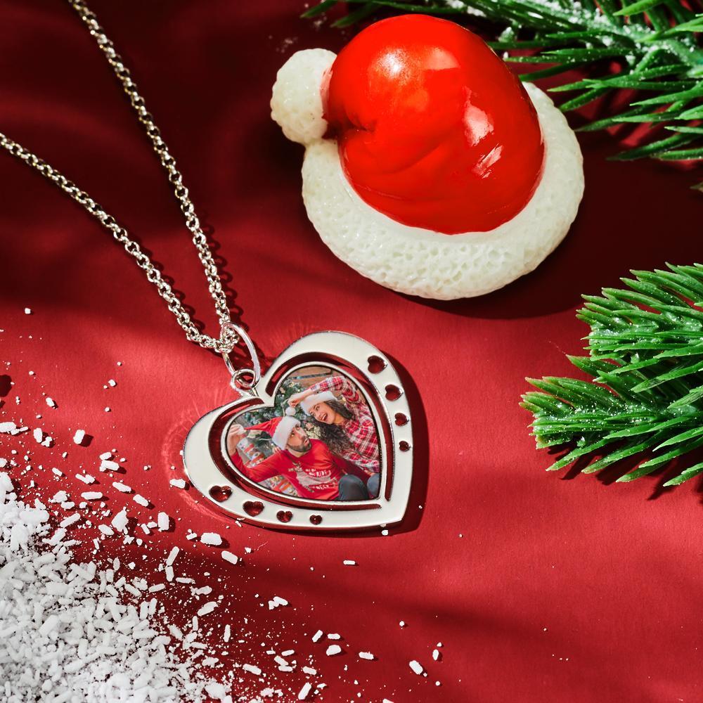 Custom Photo Necklace Heart Shaped Lovers Christmas Gifts