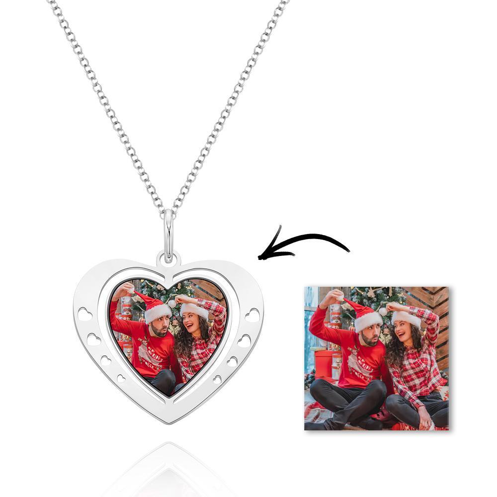 Custom Photo Necklace Heart Shaped Lovers Christmas Gifts