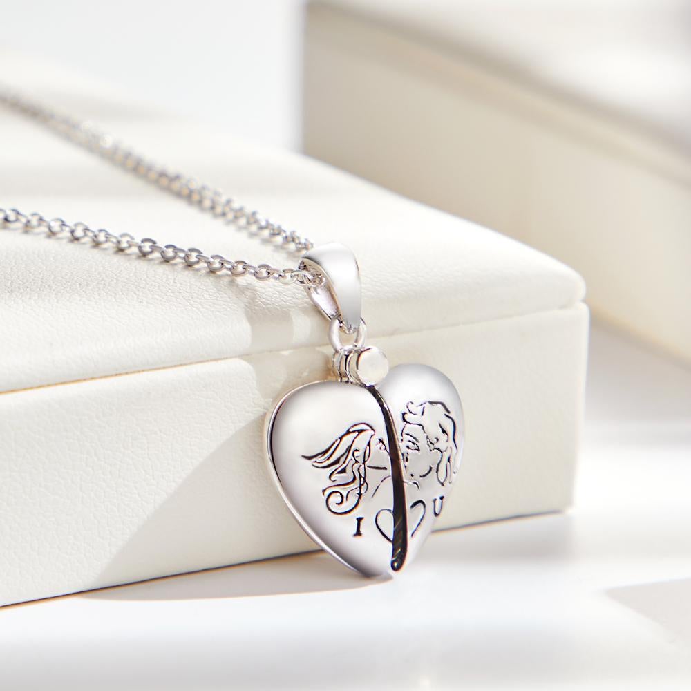 Custom Photo Necklace "L Love You" Heart-shaped Flap Delicate Gifts - soufeelau