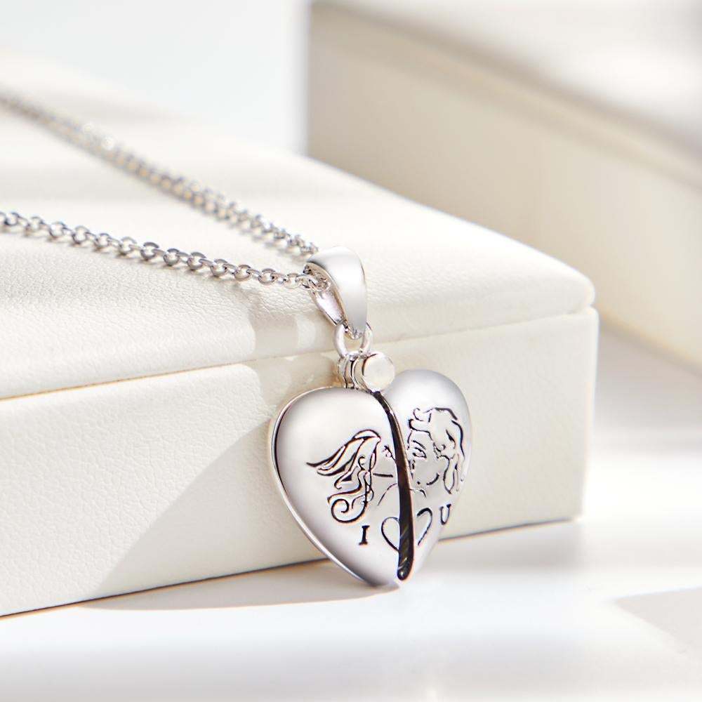 Custom Photo Necklace "L Love You" Heart-shaped Flap Delicate Gifts - soufeelau
