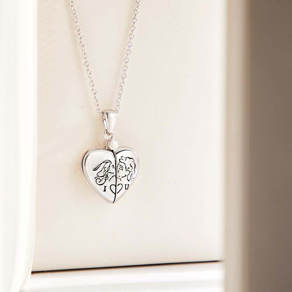 Custom Photo Necklace "L Love You" Heart-shaped Flap Delicate Gifts - soufeelau