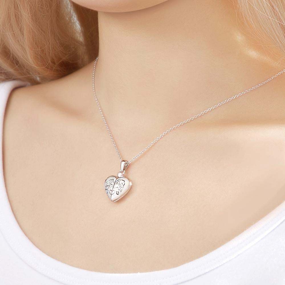 Custom Photo Necklace "L Love You" Heart-shaped Flap Delicate Gifts - soufeelau
