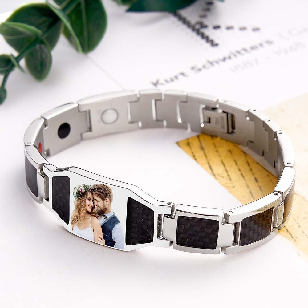 Personalized Bracelet Custom Photo ID Bar Men's Bracelet Bangle Gifts for Him - soufeelau