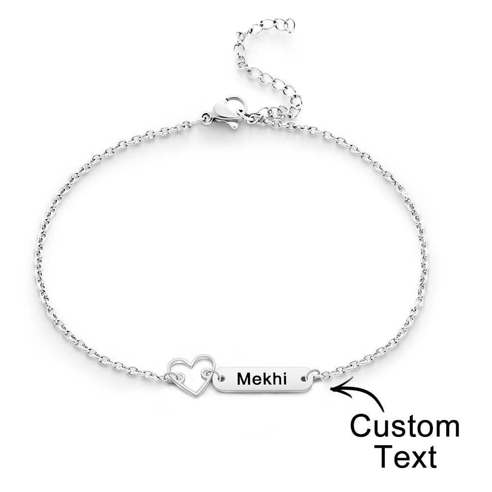Custom Engraved Name Bracelet with Heart Charm Gift for Love - soufeelau