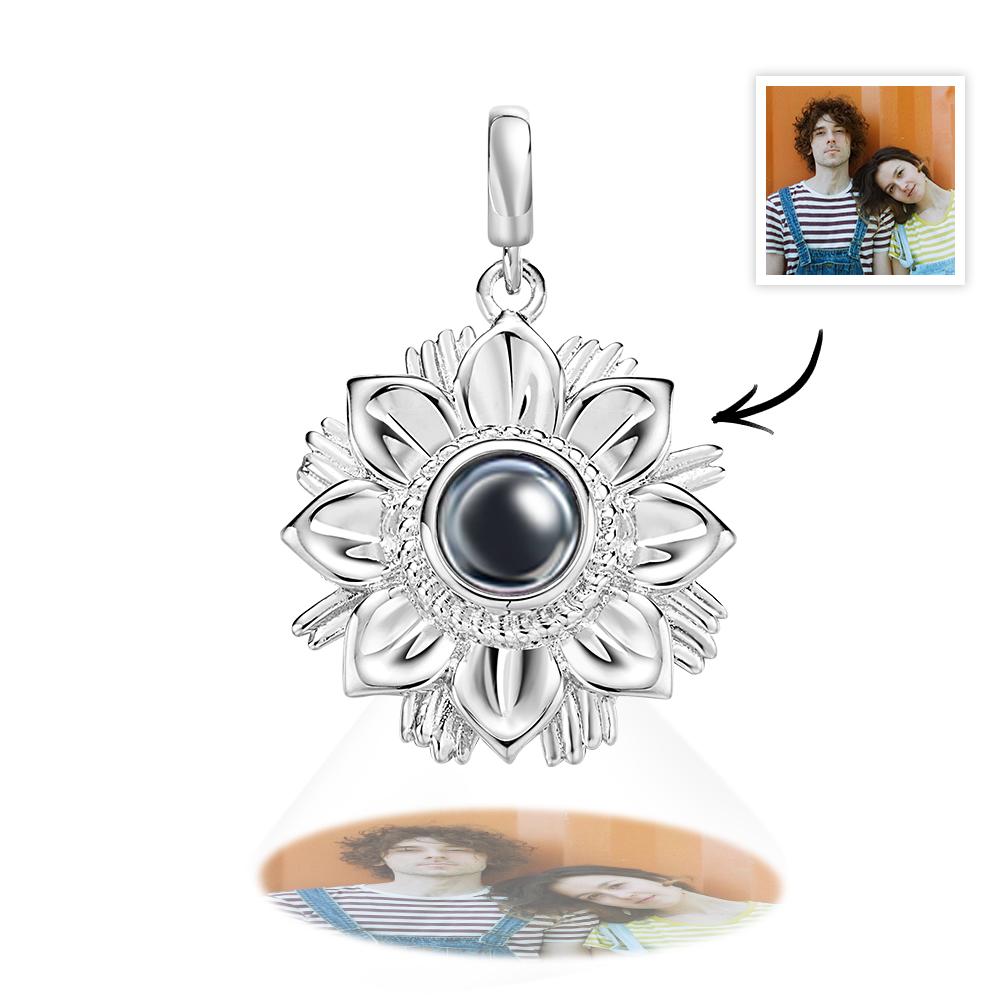 Projection Sunflower Personalized Photo Pendant Dangle Charm Personalize Your Wonderful Moment with Your Lover - soufeelau
