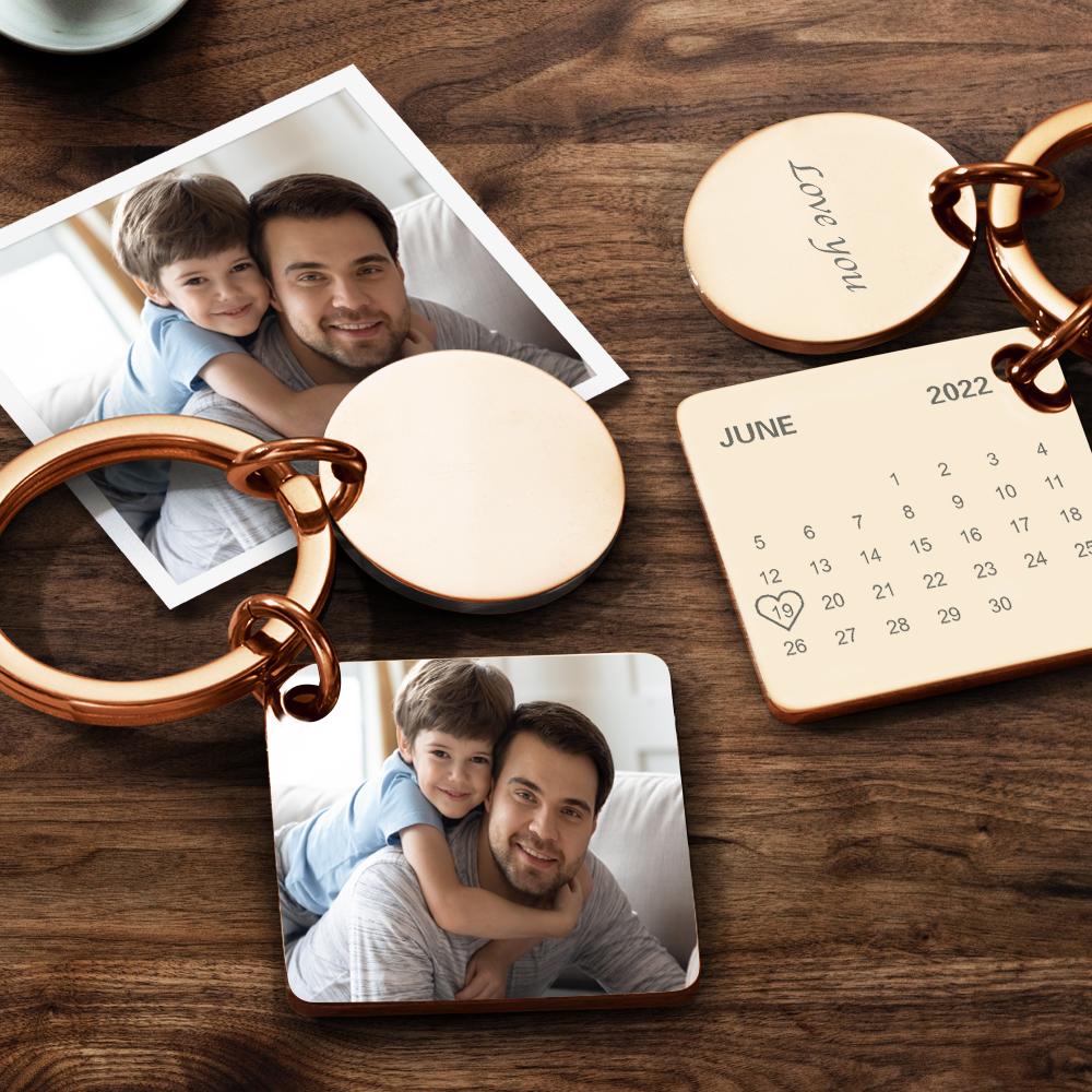 Custom Photo Keychain Engraved Calendar Keychain Gifts For Father - soufeelau