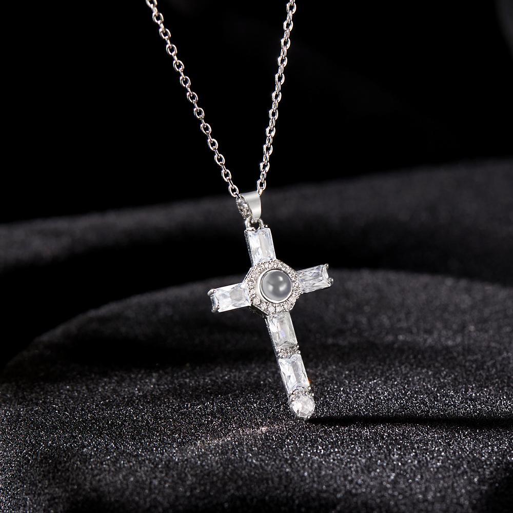 Custom Photo Projection Necklace Cross Commemorative Gifts - soufeelau