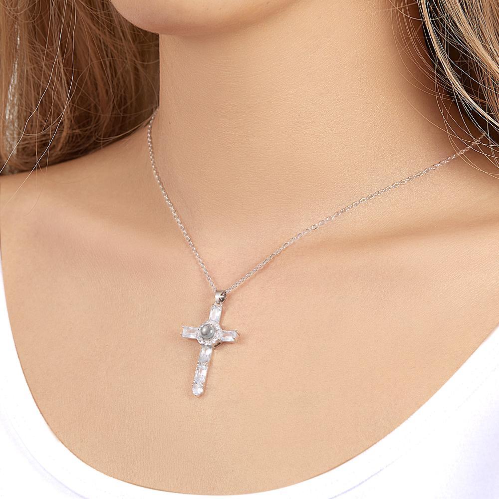 Custom Photo Projection Necklace Cross Commemorative Gifts - soufeelau