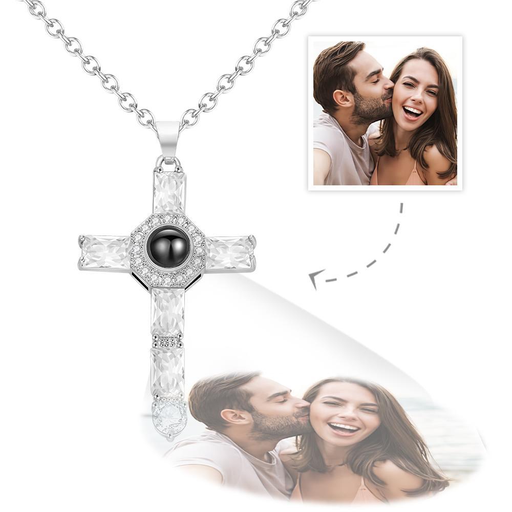 Custom Photo Projection Necklace Cross Commemorative Gifts - soufeelau