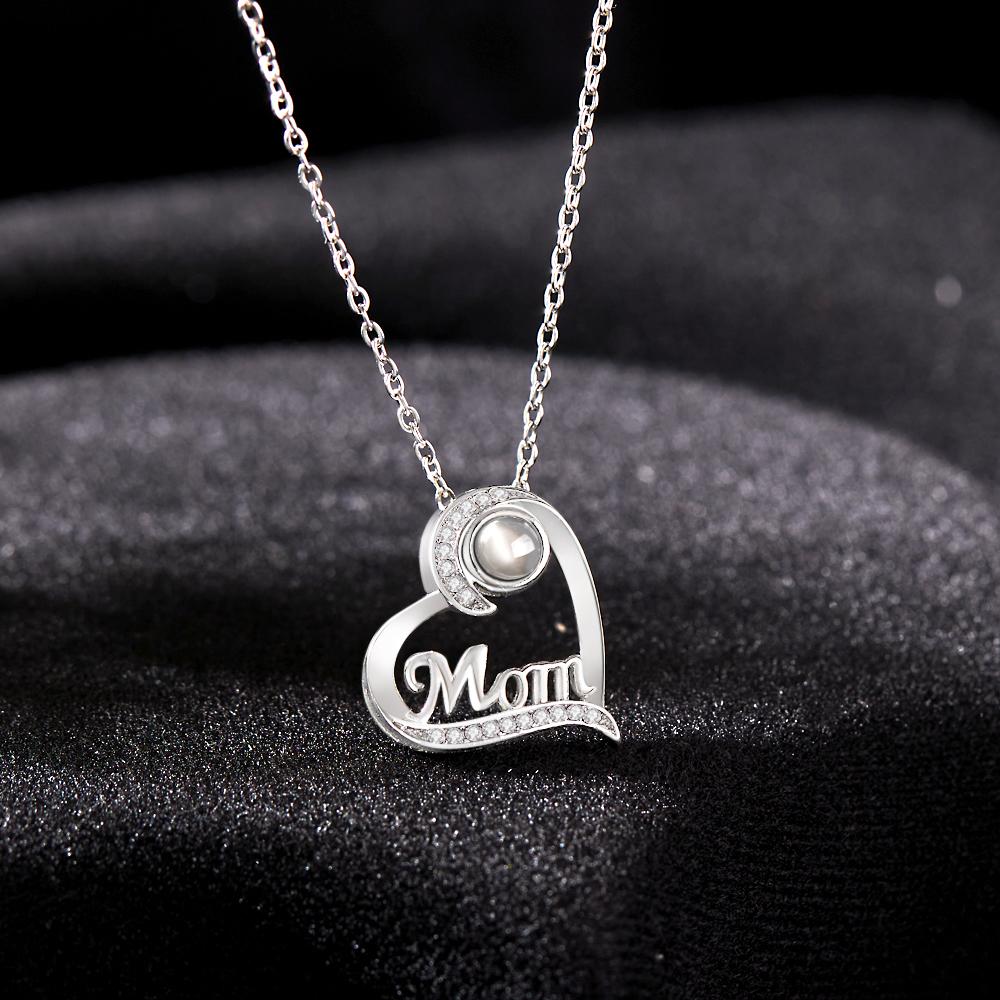 Custom Projection Necklace Heart-shaped Gifts for Mom - soufeelau