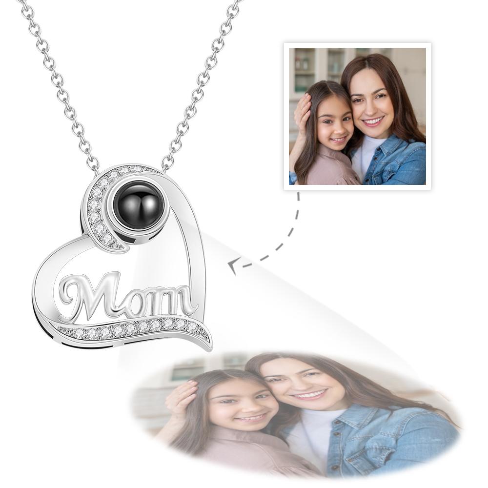 Custom Projection Necklace Heart-shaped Gifts for Mom - soufeelau