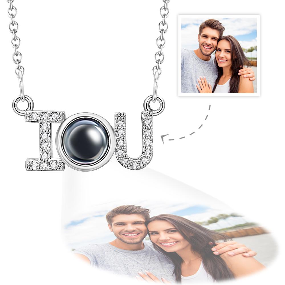 Custom Projection Necklace I Love U Romantic Memorial Couple Gifts - soufeelau