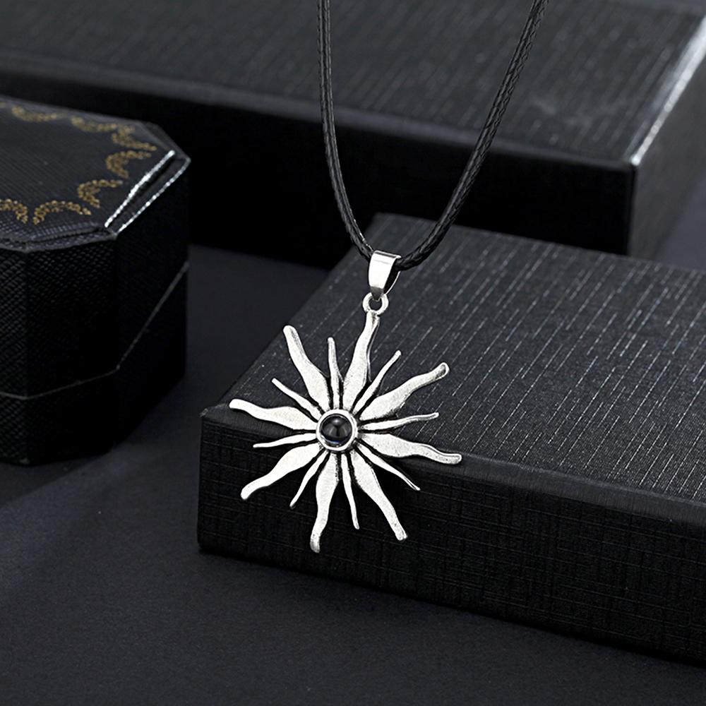 Power of the Sun Symbol Jewelry Personalized Sunlight Photo Projection Men's Necklace - soufeelau