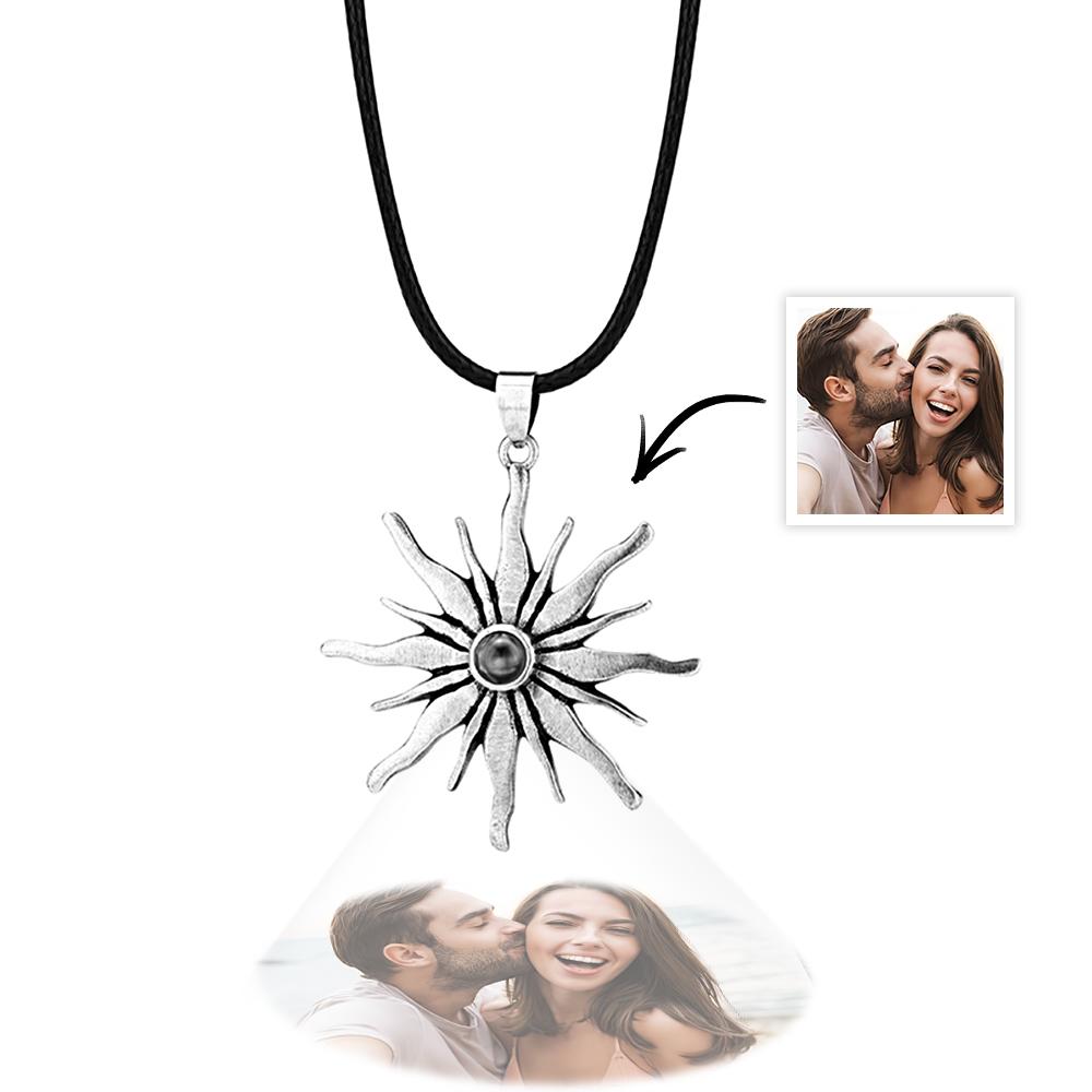 Power of the Sun Symbol Jewelry Personalized Sunlight Photo Projection Men's Necklace - soufeelau