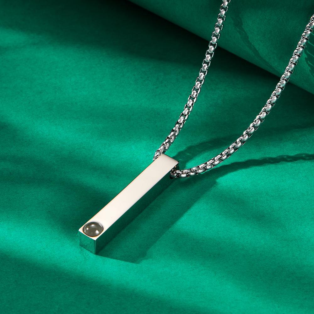 Photo Projection 3D Bar Necklace Vertical Bar Necklace Gifts for Girlfriend - soufeelau