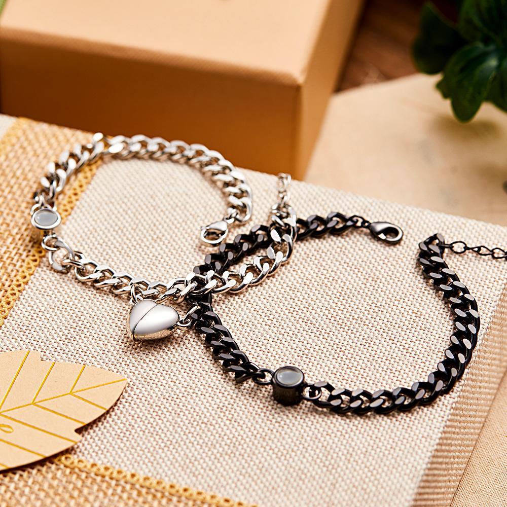 Custom Simple Fashion Chain with Magnet Picture Projection Bracelet - soufeelau