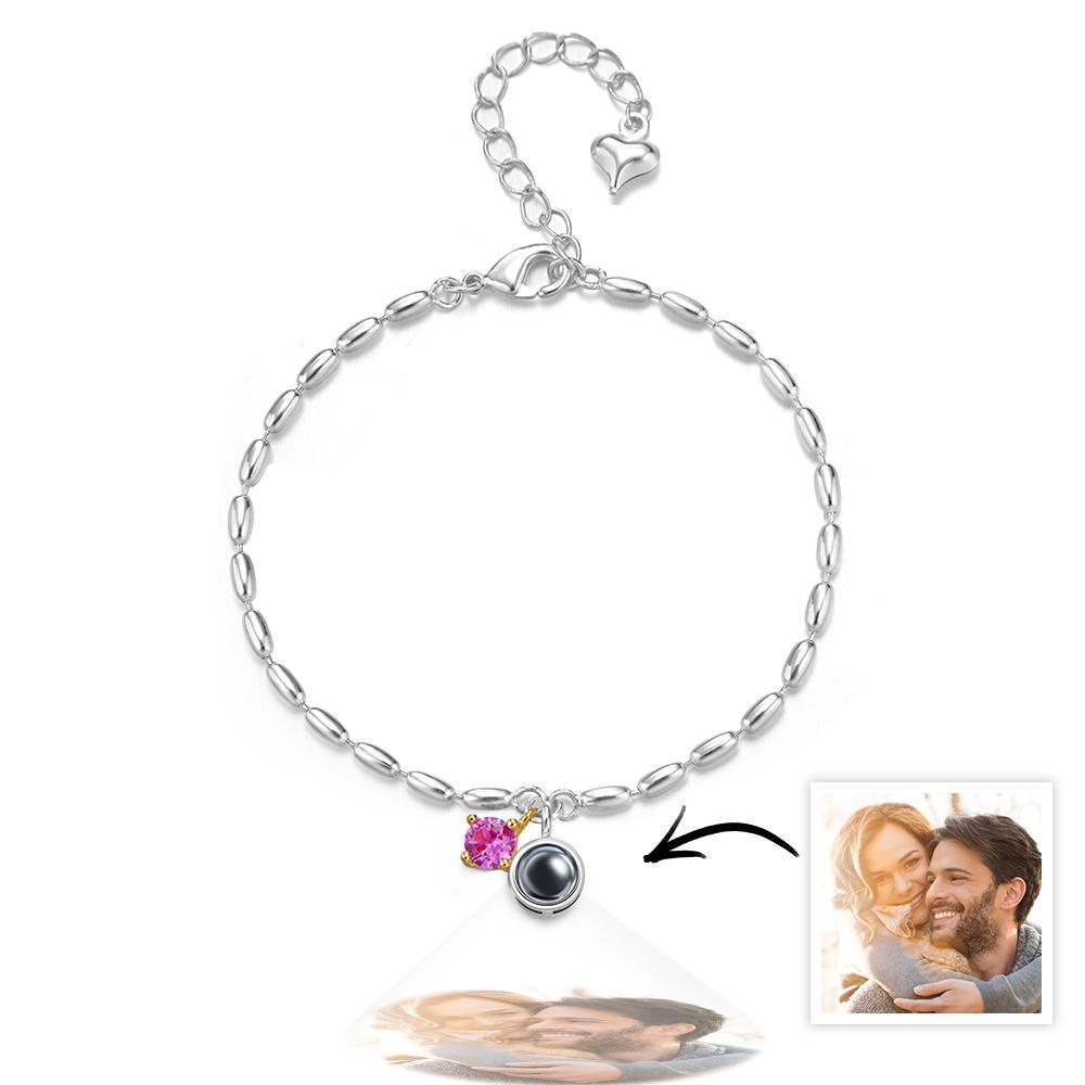Personalized Projection Photo Bracelet Custom Birthstone Bracelet Memorial Jewelry Birthday Gift Mothers Day Gift - soufeelau