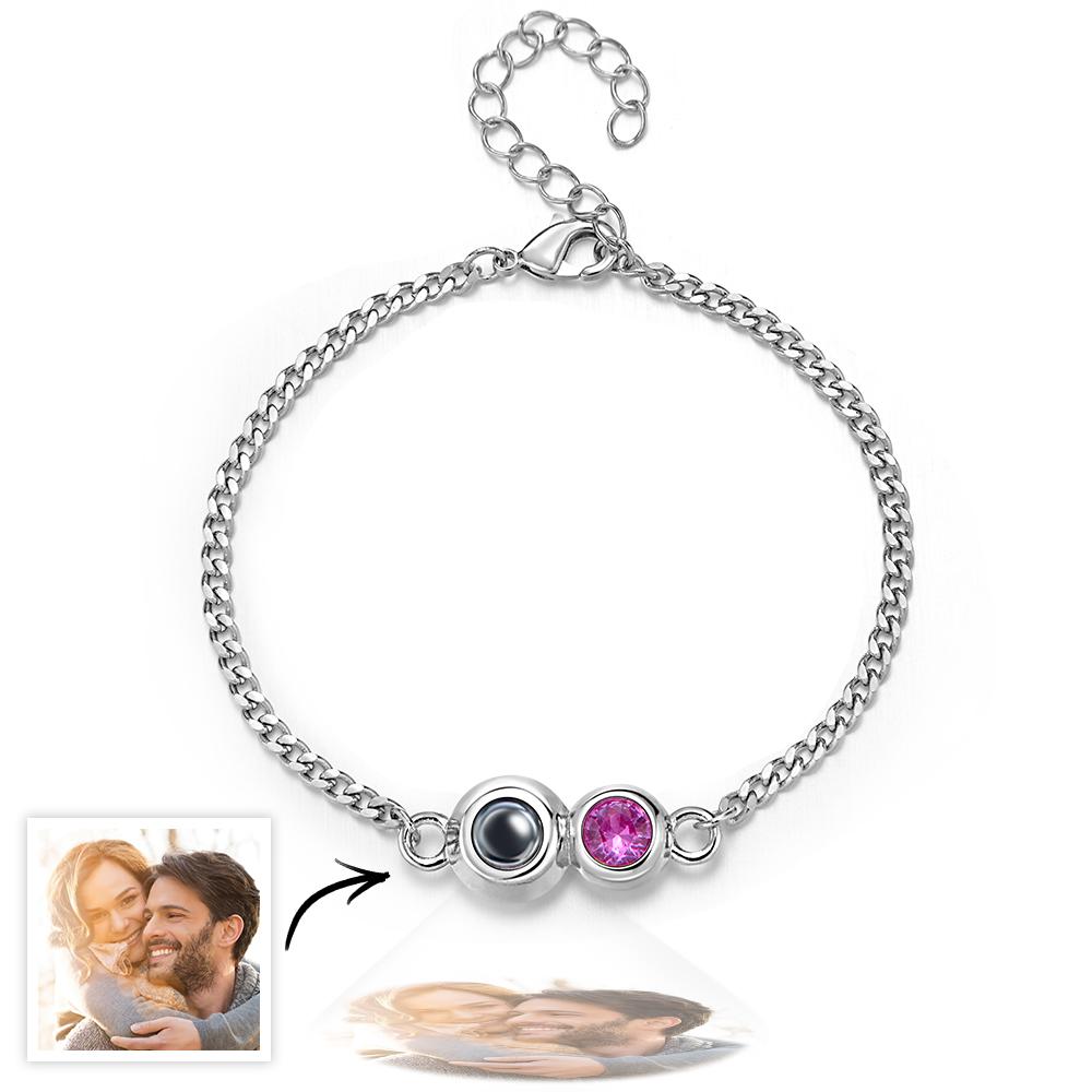 Projection Bracelet Personalized Birthstone Pendant Bracelet Photo Projection Bracelet Summer Jewelry Gift for Her - soufeelau