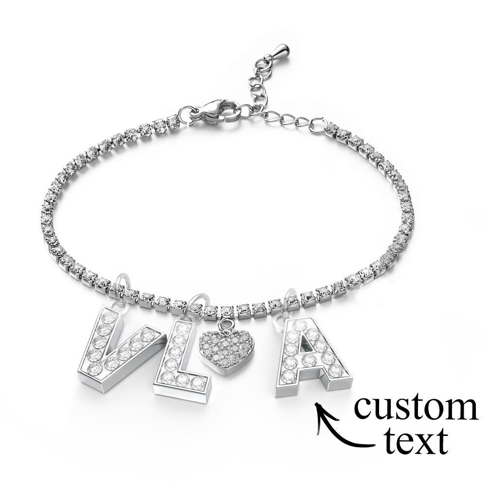Personalized Sparkle Initial Anklet Custom Name Anklet Adjustable Ankle Chain Gift for Her - soufeelau