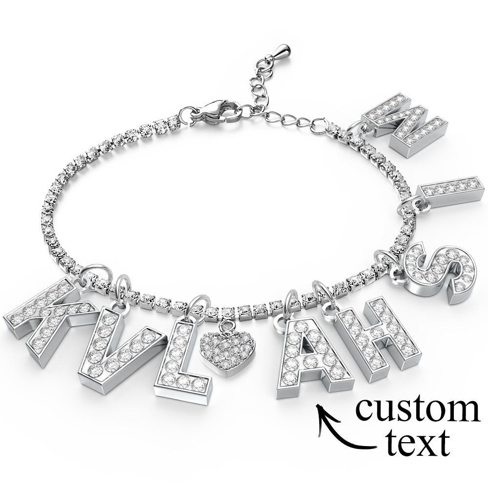 Personalized Sparkle Initial Anklet Custom Name Anklet Adjustable Ankle Chain Gift for Her - soufeelau