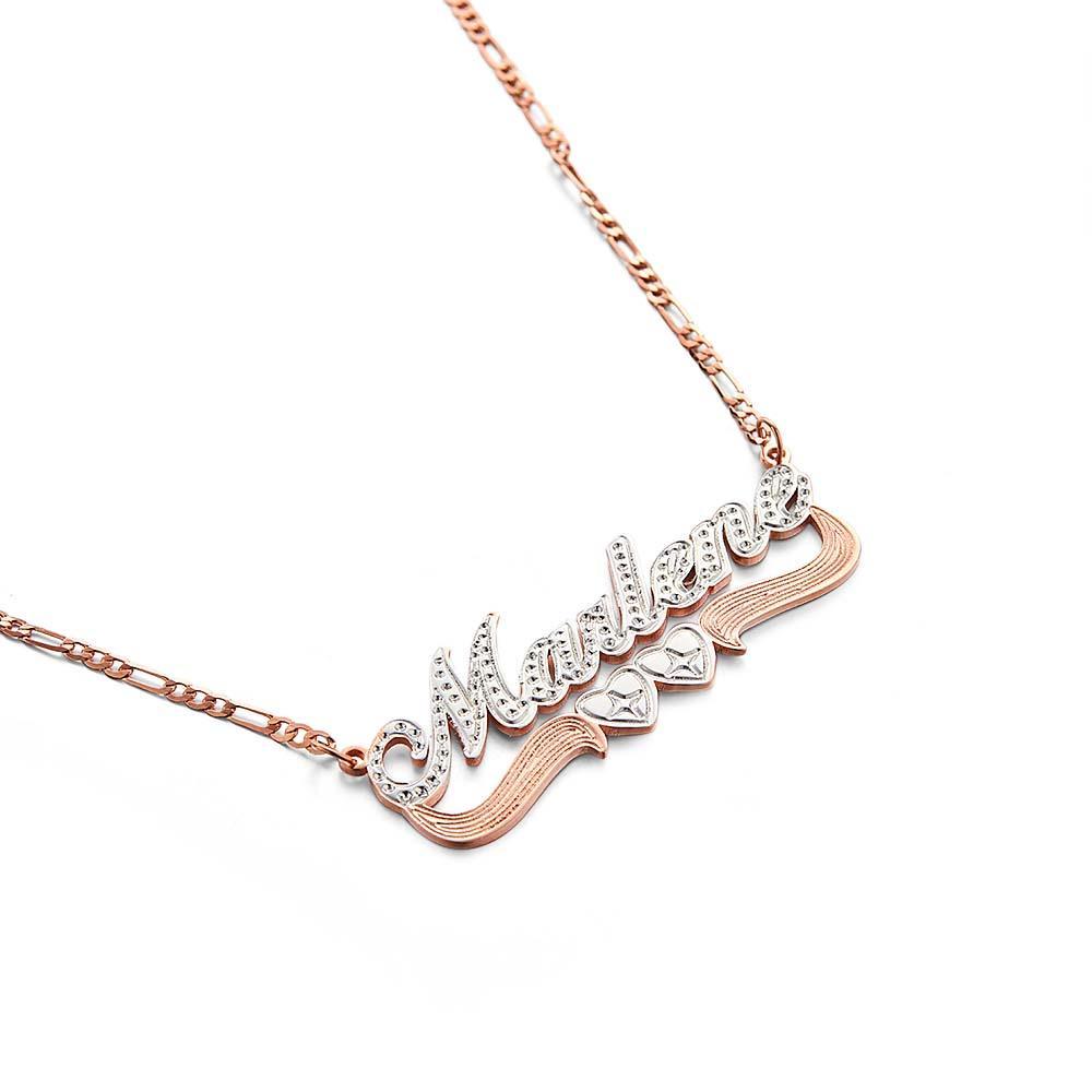 Two-Tone Heart Custom Name Necklace Shine Birthday Gift for You Loved Ones - soufeelau